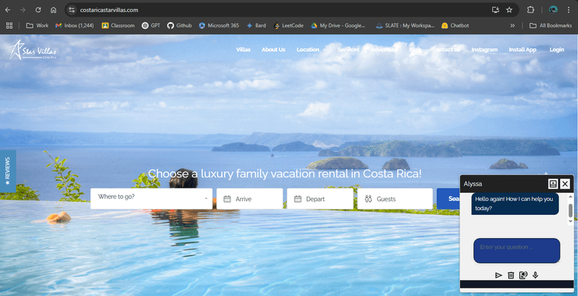 Costa Rica Star Villas interface screenshot